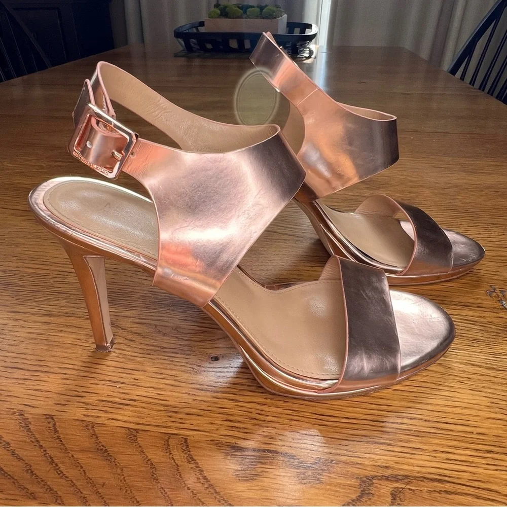Michael Kors Rose Gold Metallic Leather Heels – Size 7M – 3.75” Heel - Picture 7 of 11